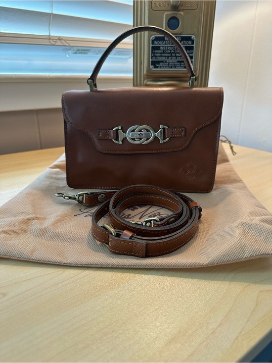 Patricia Nash Handbags - Patricia Nash Top Handle Brown Leather w Crossbody Strap